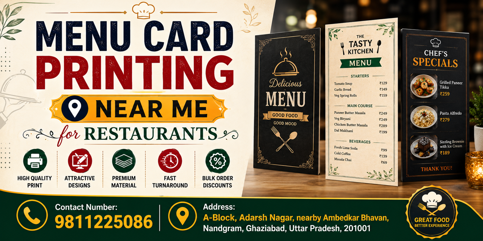 Menu Card Printing